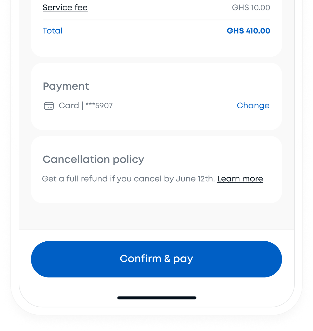 Booking screenshot